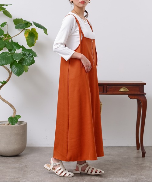 Chez toi（シェトワ）の「カットリブT×ZIPキャミワンピース（ワンピース・レディース・カーキ/オレンジ/ブラック/ベージュ・FREE）」の20枚目の写真