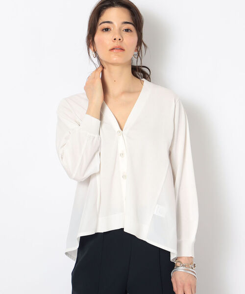 NOLLEY’S（ノーリーズ）の「《手洗い可能》タフタVネックカーディガン（カーディガン/ボレロ・レディース・ブラック/ネイビー/オフホワイト・38）」の13枚目の写真