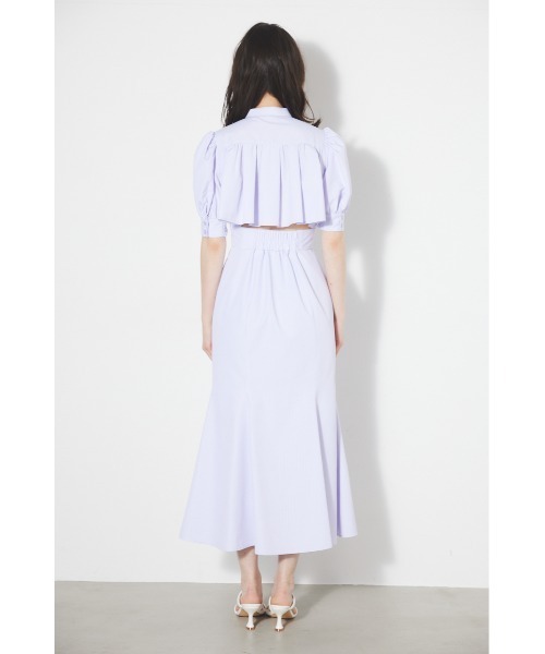 L バックフリルワンピース ピンクパープル L バックフリルワンピース ピンクパープル バックフリルロング