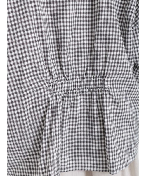 Samansa Mos2（サマンサ モスモス）の「ギャザー羽織りシャツ（シャツ/ブラウス・レディース・ブラック/オフホワイト/グリーン/チャコール・ﾌﾘ-）」の12枚目の写真