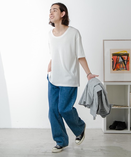 WEGO（ウィゴー）の「WEGO/ワッフルＵネックＴ（Tシャツ/カットソー・メンズ・ブラック/ホワイト・MEDIUM/LARGE）」の17枚目の写真