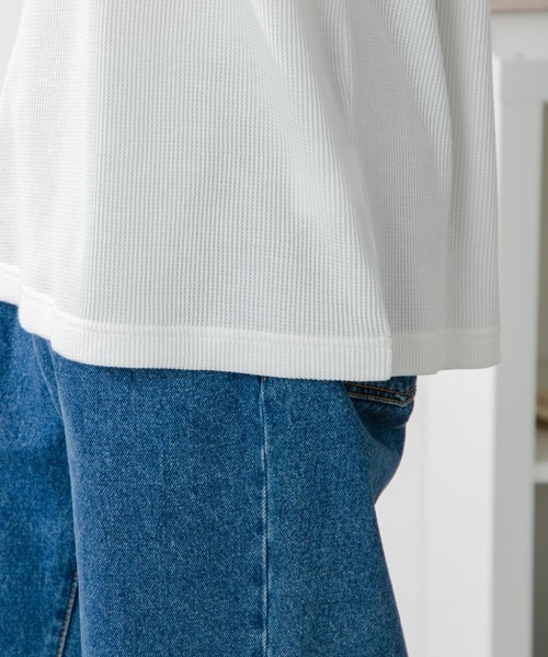 WEGO（ウィゴー）の「WEGO/ワッフルＵネックＴ（Tシャツ/カットソー・メンズ・ブラック/ホワイト・MEDIUM/LARGE）」の13枚目の写真