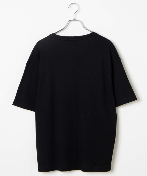 WEGO（ウィゴー）の「WEGO/ワッフルＵネックＴ（Tシャツ/カットソー・メンズ・ブラック/ホワイト・MEDIUM/LARGE）」の6枚目の写真