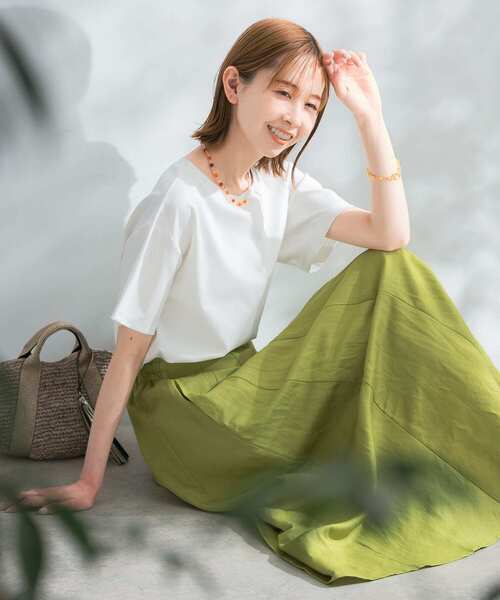 URBAN RESEARCH ROSSO（アーバンリサーチロッソ）の「UVスーピマコットンTシャツ（Tシャツ/カットソー・レディース・グリーン系その他/ブラウン系その他/ネイビー/オフホワイト・FREE）」の5枚目の写真