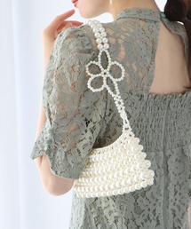 BLUEEAST | パールビーズ編みフラワーハンドルバッグ(ハンドバッグ)
