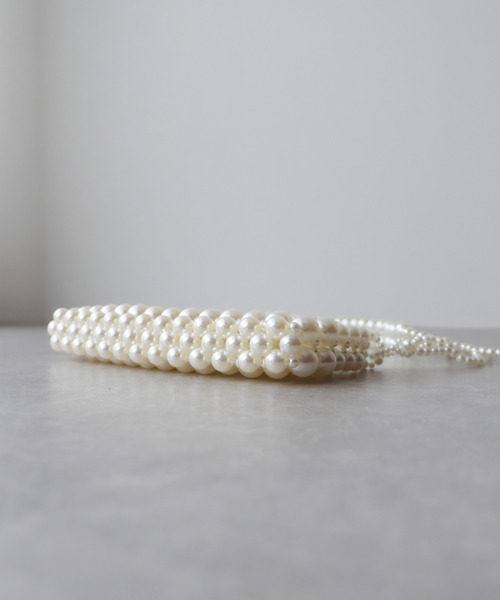 BLUEEAST（ブルーイースト）の「パールビーズ編みフラワーハンドルバッグ（ハンドバッグ・レディース・ホワイト・FREE）」の11枚目の写真