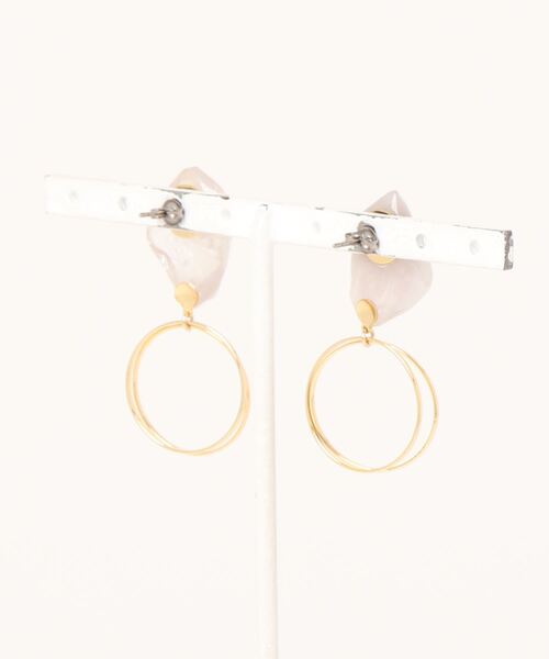 tone（トーン）の「【BEMEE】鉱石アシメントリーピアス(MA)（ピアス（両耳用）・レディース・グレー系その他・FREE）」の2枚目の写真