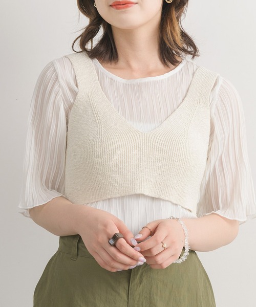 RETRO GIRL(レトロガール)の「【セットアイテム】ラメビスチェ×インナーSET(ニット/セーター・レディース・ホワイト/ブルー/ブラック・FREE)」の2枚目の写真
