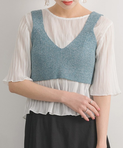 RETRO GIRL(レトロガール)の「【セットアイテム】ラメビスチェ×インナーSET(ニット/セーター・レディース・ホワイト/ブルー/ブラック・FREE)」の5枚目の写真