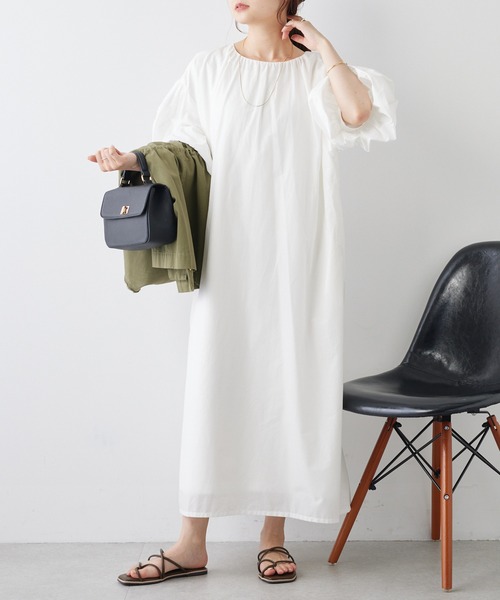 PUAL CE CIN（ピュアルセシン）の「バルーン袖ワンピース（ワンピース・レディース・ベージュ/チャコール/オフホワイト・FREE）」の18枚目の写真