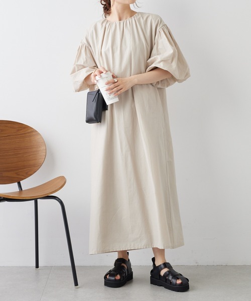 PUAL CE CIN（ピュアルセシン）の「バルーン袖ワンピース（ワンピース・レディース・ベージュ/チャコール/オフホワイト・FREE）」の12枚目の写真