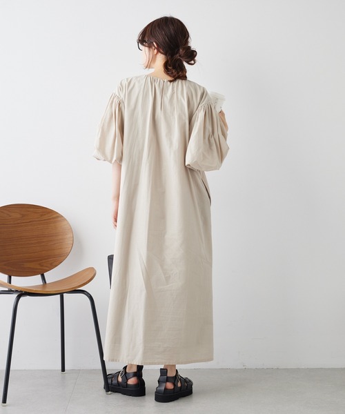PUAL CE CIN（ピュアルセシン）の「バルーン袖ワンピース（ワンピース・レディース・ベージュ/チャコール/オフホワイト・FREE）」の10枚目の写真