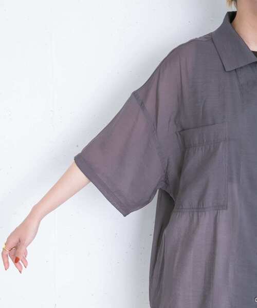 KBF（ケイビーエフ）の「オープンカラーシアーシャツ（シャツ/ブラウス・レディース・チャコールグレー/グレー系その他/ベージュ・ONE）」の22枚目の写真