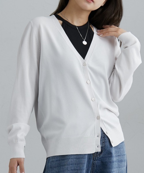 Vネック・クルーネック】洗えるカーディガン（UVカット・接触冷感・毛