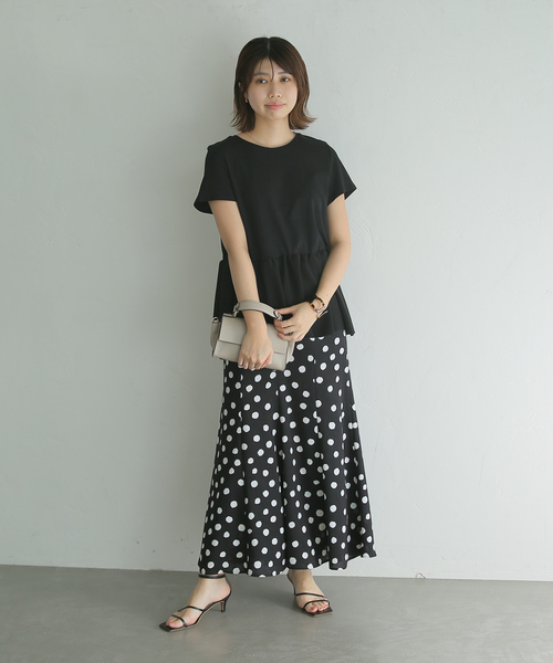 La TOTALITE（ラトータリテ）の「ペプラムプルオーバー5分丈（Tシャツ/カットソー・レディース・ブラック/ホワイト・FREE）」の3枚目の写真