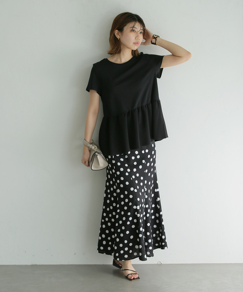 La TOTALITE（ラトータリテ）の「ペプラムプルオーバー5分丈（Tシャツ/カットソー・レディース・ブラック/ホワイト・FREE）」の4枚目の写真