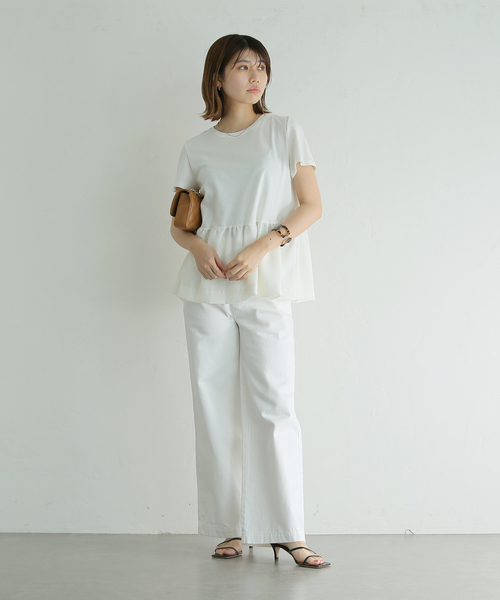 La TOTALITE（ラトータリテ）の「ペプラムプルオーバー5分丈（Tシャツ/カットソー・レディース・ブラック/ホワイト・FREE）」の7枚目の写真