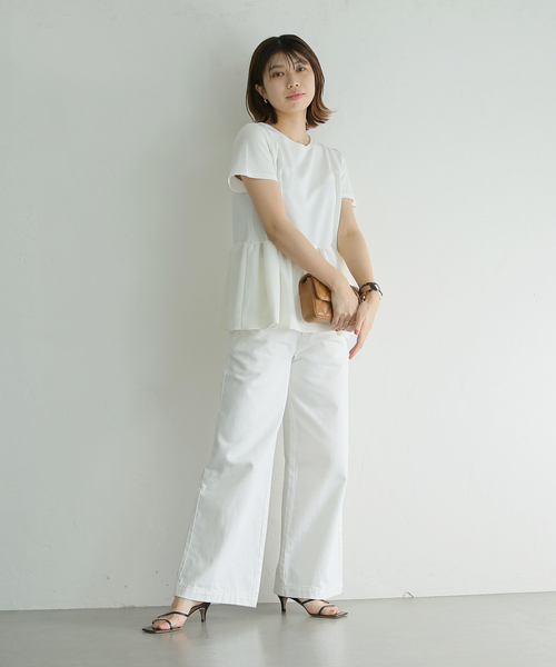 La TOTALITE（ラトータリテ）の「ペプラムプルオーバー5分丈（Tシャツ/カットソー・レディース・ブラック/ホワイト・FREE）」の8枚目の写真