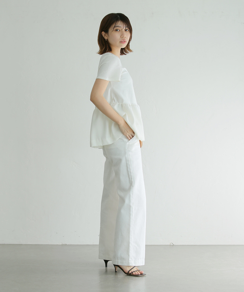 La TOTALITE（ラトータリテ）の「ペプラムプルオーバー5分丈（Tシャツ/カットソー・レディース・ブラック/ホワイト・FREE）」の9枚目の写真