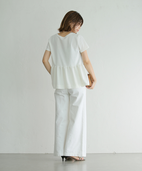 La TOTALITE（ラトータリテ）の「ペプラムプルオーバー5分丈（Tシャツ/カットソー・レディース・ブラック/ホワイト・FREE）」の10枚目の写真