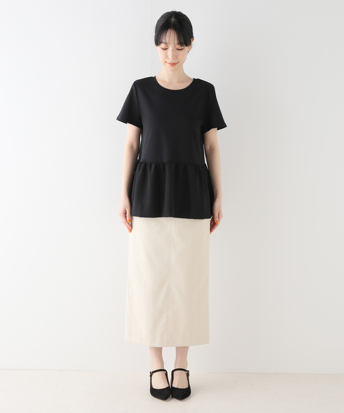 La TOTALITE（ラトータリテ）の「ペプラムプルオーバー5分丈（Tシャツ/カットソー・レディース・ブラック/ホワイト・FREE）」の11枚目の写真