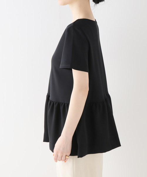 La TOTALITE（ラトータリテ）の「ペプラムプルオーバー5分丈（Tシャツ/カットソー・レディース・ブラック/ホワイト・FREE）」の13枚目の写真