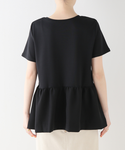 La TOTALITE（ラトータリテ）の「ペプラムプルオーバー5分丈（Tシャツ/カットソー・レディース・ブラック/ホワイト・FREE）」の14枚目の写真