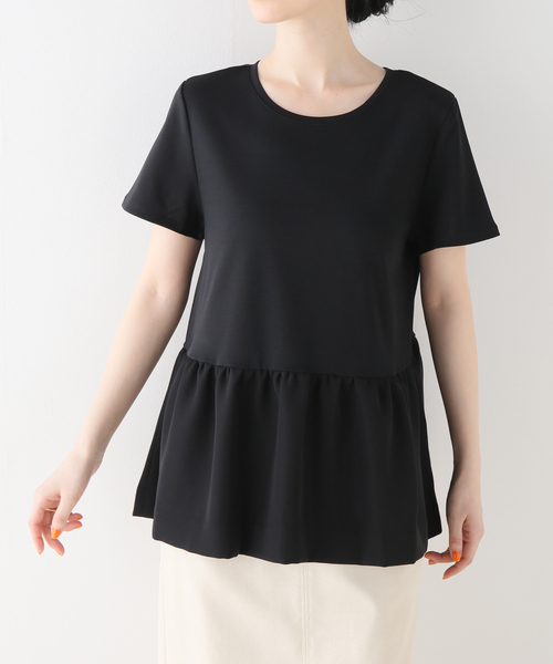 La TOTALITE（ラトータリテ）の「ペプラムプルオーバー5分丈（Tシャツ/カットソー・レディース・ブラック/ホワイト・FREE）」の21枚目の写真