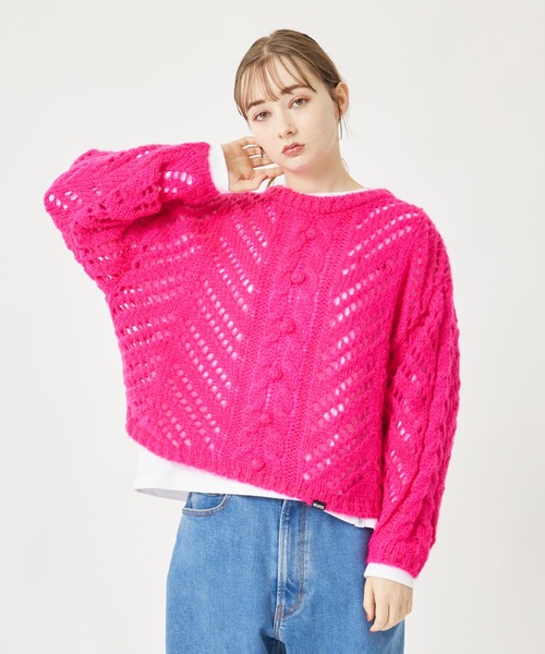 MILKFED.（ミルクフェド）の「POPCORN KNIT TOP（ニット/セーター・レディース・ライトブルー/オフホワイト/ピンク・ONE SIZE）」の14枚目の写真