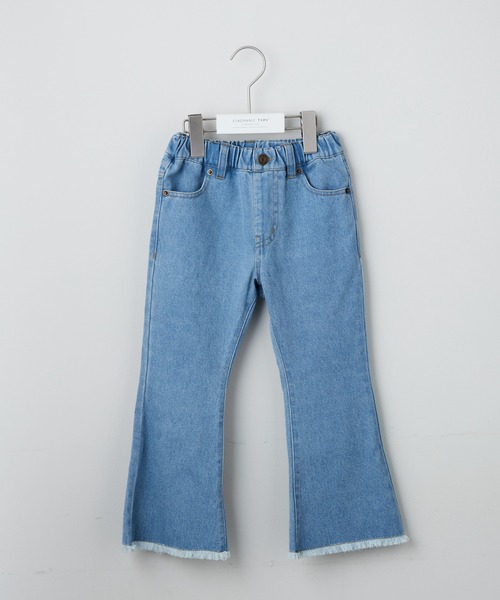 CIAOPANIC TYPY(チャオパニックティピー)の「【KIDS】【TYPY DENIM】甘織り裾フリンジフレアデニム(デニムパンツ・キッズ・ネイビー/サックスブルー・S/M/L/XL/XXL)」の6枚目の写真