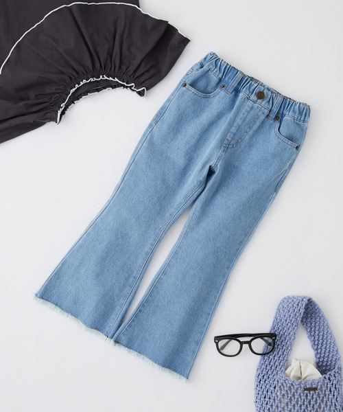 CIAOPANIC TYPY(チャオパニックティピー)の「【KIDS】【TYPY DENIM】甘織り裾フリンジフレアデニム(デニムパンツ・キッズ・ネイビー/サックスブルー・S/M/L/XL/XXL)」の14枚目の写真
