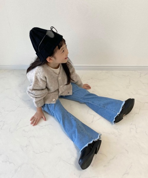 CIAOPANIC TYPY(チャオパニックティピー)の「【KIDS】【TYPY DENIM】甘織り裾フリンジフレアデニム(デニムパンツ・キッズ・ネイビー/サックスブルー・S/M/L/XL/XXL)」の17枚目の写真