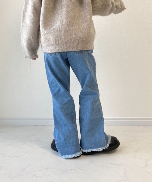 CIAOPANIC TYPY(チャオパニックティピー)の「【KIDS】【TYPY DENIM】甘織り裾フリンジフレアデニム(デニムパンツ・キッズ・ネイビー/サックスブルー・S/M/L/XL/XXL)」の15枚目の写真
