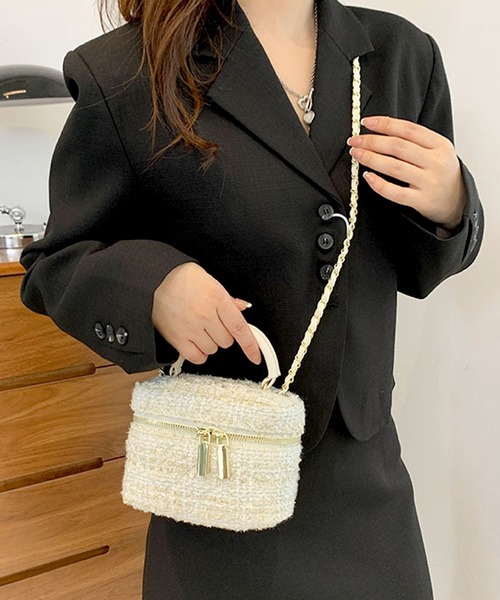 florist（フローリスト）の「【2WAY】レディムードなツイードバニティバッグ/ミニハンドバッグ/ショルダーバッグ（ハンドバッグ・レディース・カラフル/ブラック系1/ホワイト系1/ブラック系2・FREE）」の2枚目の写真