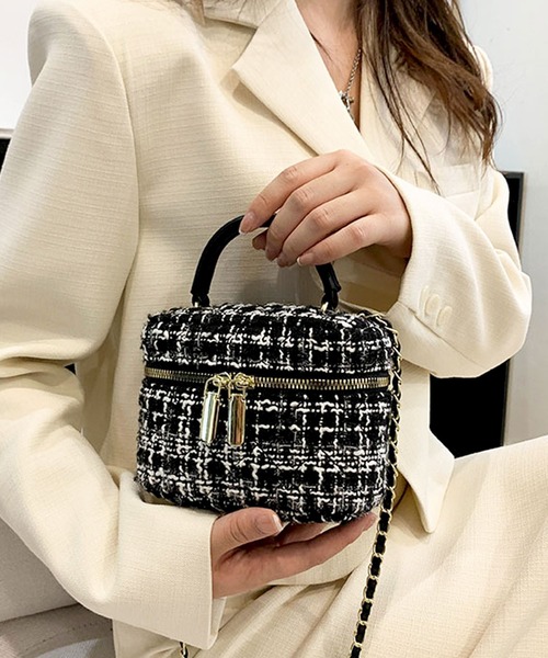 florist（フローリスト）の「【2WAY】レディムードなツイードバニティバッグ/ミニハンドバッグ/ショルダーバッグ（ハンドバッグ・レディース・カラフル/ブラック系1/ホワイト系1/ブラック系2・FREE）」の6枚目の写真