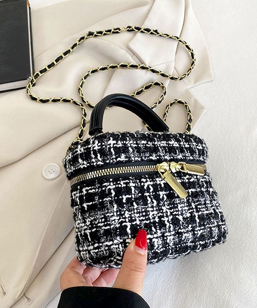 florist（フローリスト）の「【2WAY】レディムードなツイードバニティバッグ/ミニハンドバッグ/ショルダーバッグ（ハンドバッグ・レディース・カラフル/ブラック系1/ホワイト系1/ブラック系2・FREE）」の7枚目の写真