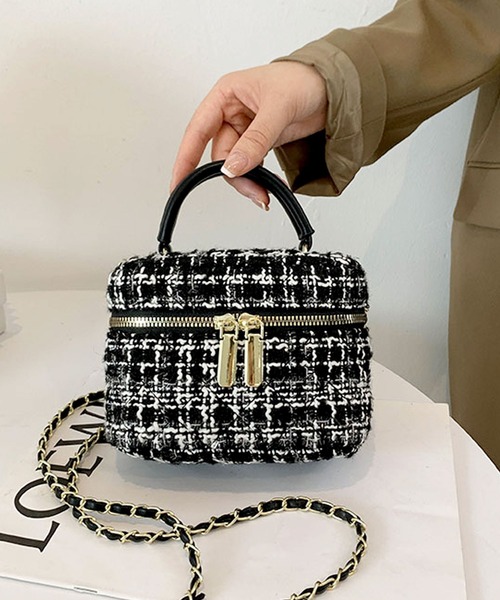 florist（フローリスト）の「【2WAY】レディムードなツイードバニティバッグ/ミニハンドバッグ/ショルダーバッグ（ハンドバッグ・レディース・カラフル/ブラック系1/ホワイト系1/ブラック系2・FREE）」の9枚目の写真