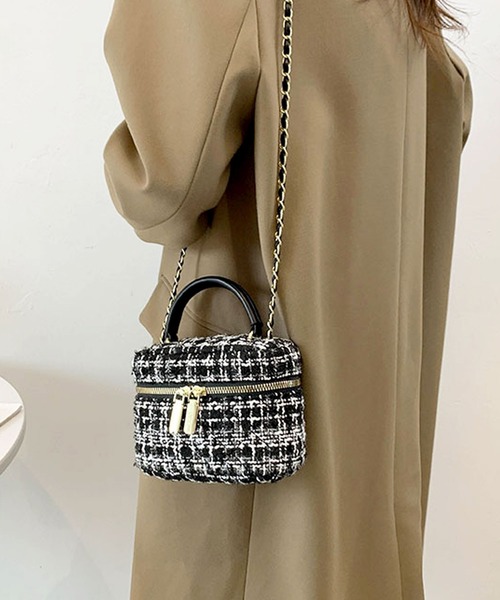 florist（フローリスト）の「【2WAY】レディムードなツイードバニティバッグ/ミニハンドバッグ/ショルダーバッグ（ハンドバッグ・レディース・カラフル/ブラック系1/ホワイト系1/ブラック系2・FREE）」の10枚目の写真