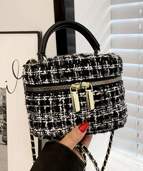 florist（フローリスト）の「【2WAY】レディムードなツイードバニティバッグ/ミニハンドバッグ/ショルダーバッグ（ハンドバッグ・レディース・カラフル/ブラック系1/ホワイト系1/ブラック系2・FREE）」の8枚目の写真