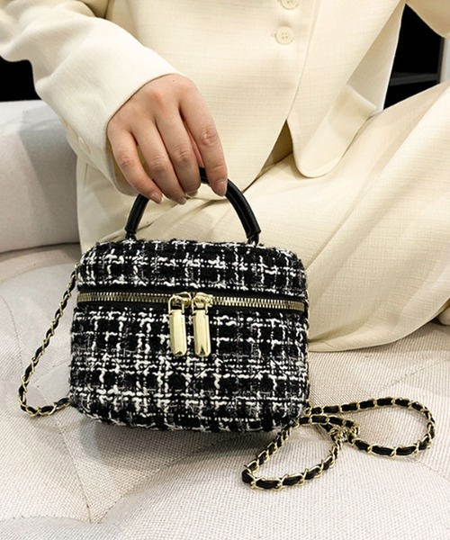 florist（フローリスト）の「【2WAY】レディムードなツイードバニティバッグ/ミニハンドバッグ/ショルダーバッグ（ハンドバッグ・レディース・カラフル/ブラック系1/ホワイト系1/ブラック系2・FREE）」の11枚目の写真