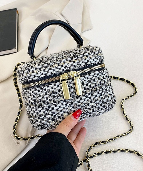 florist（フローリスト）の「【2WAY】レディムードなツイードバニティバッグ/ミニハンドバッグ/ショルダーバッグ（ハンドバッグ・レディース・カラフル/ブラック系1/ホワイト系1/ブラック系2・FREE）」の12枚目の写真