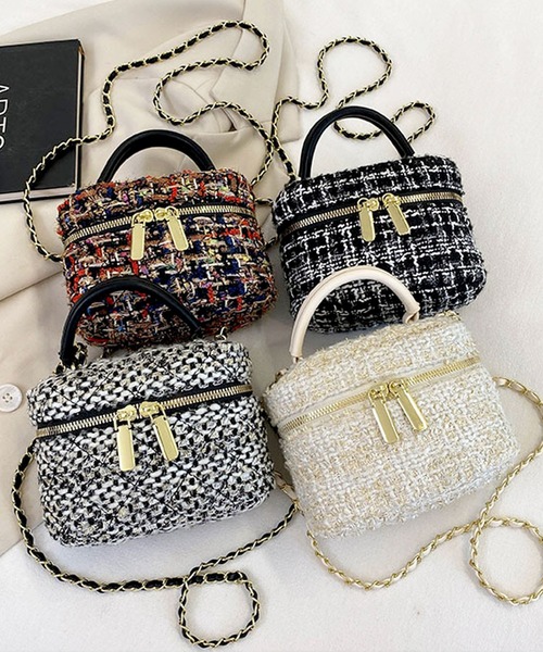 florist（フローリスト）の「【2WAY】レディムードなツイードバニティバッグ/ミニハンドバッグ/ショルダーバッグ（ハンドバッグ・レディース・カラフル/ブラック系1/ホワイト系1/ブラック系2・FREE）」の5枚目の写真