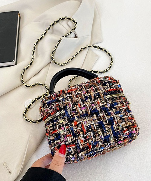 florist（フローリスト）の「【2WAY】レディムードなツイードバニティバッグ/ミニハンドバッグ/ショルダーバッグ（ハンドバッグ・レディース・カラフル/ブラック系1/ホワイト系1/ブラック系2・FREE）」の16枚目の写真