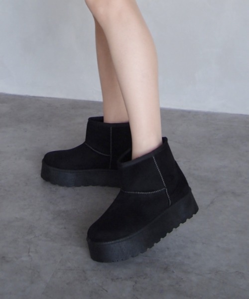 VIVIAN（ヴィヴィアン）の「厚底ムートンブーツ（ブーツ・レディース・ブラック系その他3/グレー系その他3/イエロー系その他6/ベージュ系その他3・L/S/LL/M）」の8枚目の写真