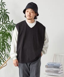 SHIPS any: COTTON USA ガーメントダイ スウェット Vネック ベスト◇