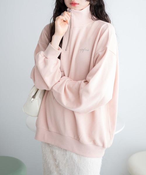 WEGO（ウィゴー）の「WEGO/ハーフジップBIGスウェット（スウェット・レディース・杢グレー/ピンク/ブラウン/オフホワイト/スミクロ/その他1/その他2/その他3/ブラック/その他4/ブルー/その他5・FREE）」の8枚目の写真