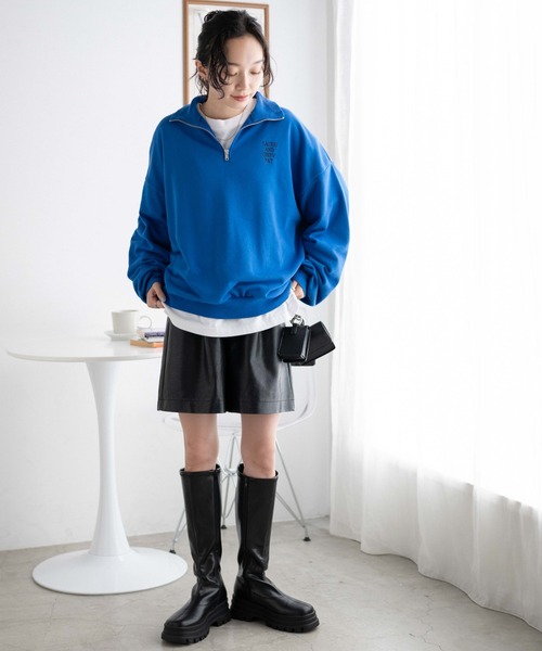 WEGO（ウィゴー）の「WEGO/ハーフジップBIGスウェット（スウェット・レディース・杢グレー/ピンク/ブラウン/オフホワイト/スミクロ/その他1/その他2/その他3/ブラック/その他4/ブルー/その他5・FREE）」の21枚目の写真