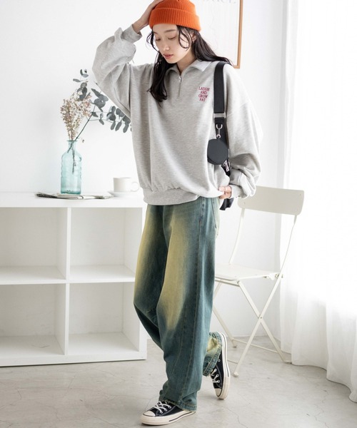 WEGO（ウィゴー）の「WEGO/ハーフジップBIGスウェット（スウェット・レディース・杢グレー/ピンク/ブラウン/オフホワイト/スミクロ/その他1/その他2/その他3/ブラック/その他4/ブルー/その他5・FREE）」の22枚目の写真