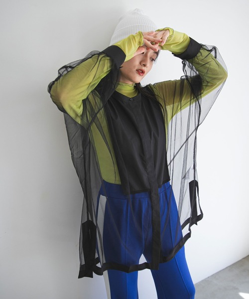 bohmal（ボマール）の「指ぬき配色メローシアータートル（Tシャツ/カットソー・レディース・ライム/ブラック/アイボリー・FREE）」の10枚目の写真