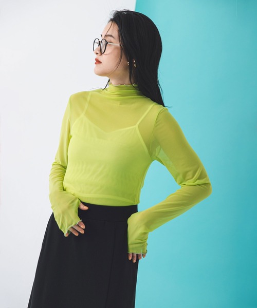 bohmal（ボマール）の「指ぬき配色メローシアータートル（Tシャツ/カットソー・レディース・ライム/ブラック/アイボリー・FREE）」の16枚目の写真